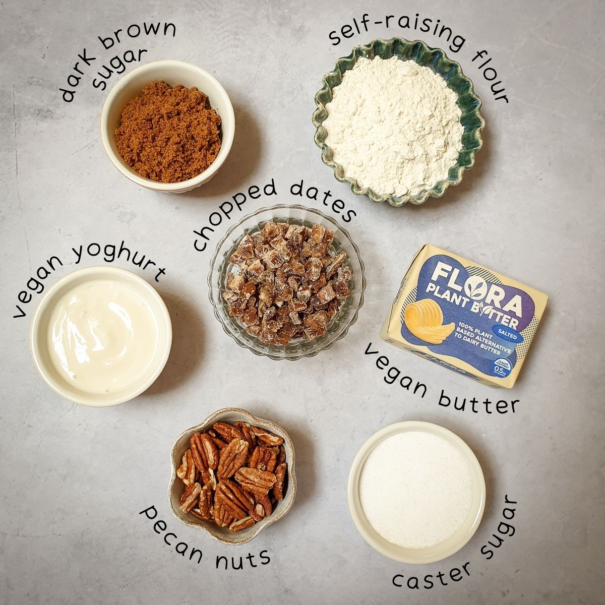 Ingredients for vegan caramel pudding